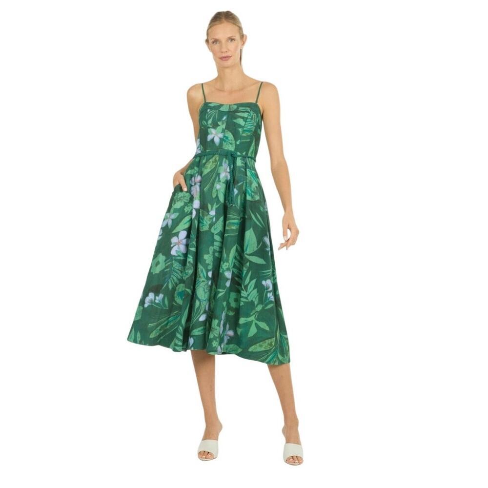 NWT Wisteria Dress Super Natural by Secret Mission Green Tropical Midi Small - Picture 1 of 5